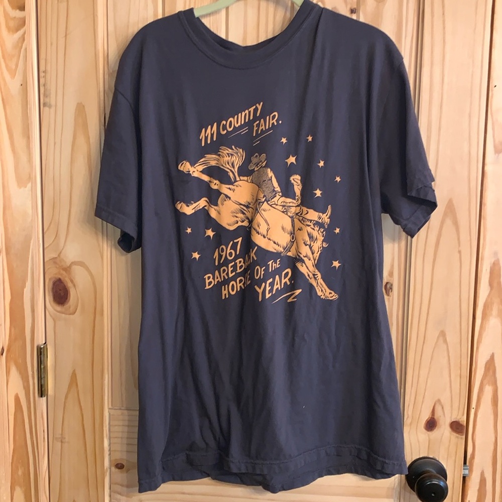 Western Gray T Shirt BareBack Horse Size Large